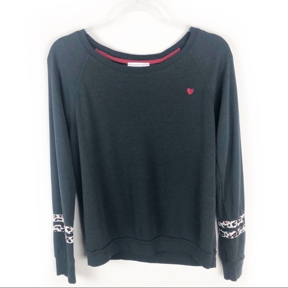 P.J. Salvage- Thermal Knit Top with Animal stripes at cuffs size: S - Picture 1 of 9